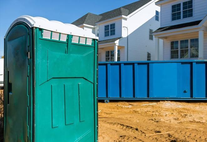 hygiene and convenience combine with these portable toilets on a construction site